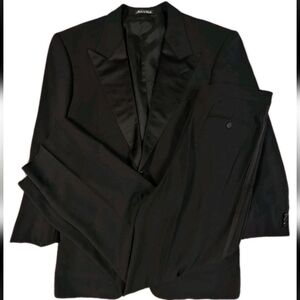 Giorgio Armani Vintage Black Single Breasted Formal Tuxedo Suit 46L Pants 31x32